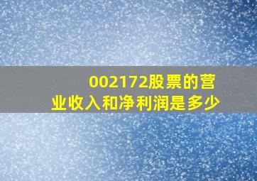 002172股票的营业收入和净利润是多少