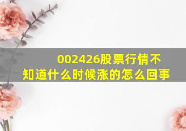 002426股票行情不知道什么时候涨的怎么回事