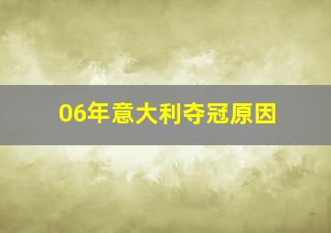 06年意大利夺冠原因