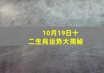 10月19日十二生肖运势大揭秘