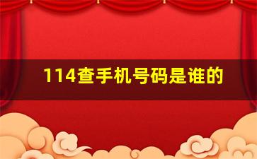 114查手机号码是谁的