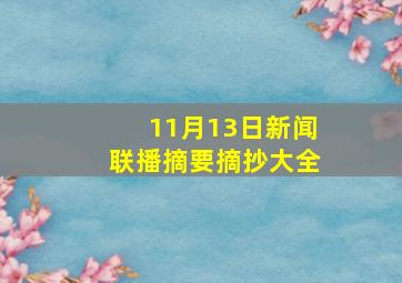 11月13日新闻联播摘要摘抄大全