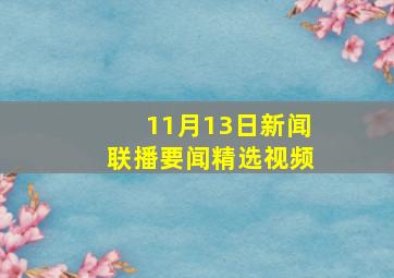 11月13日新闻联播要闻精选视频