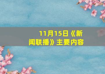 11月15日《新闻联播》主要内容