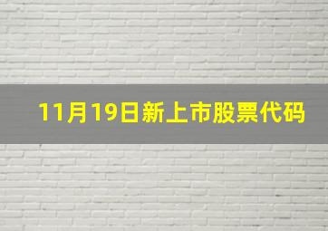 11月19日新上市股票代码