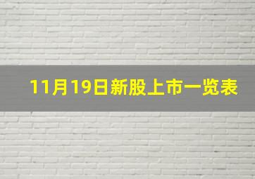 11月19日新股上市一览表