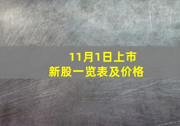 11月1日上市新股一览表及价格