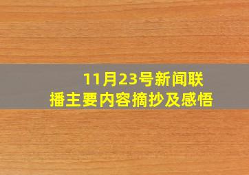 11月23号新闻联播主要内容摘抄及感悟