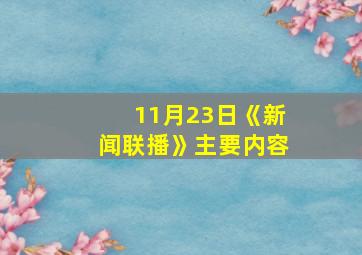 11月23日《新闻联播》主要内容