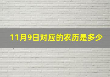 11月9日对应的农历是多少