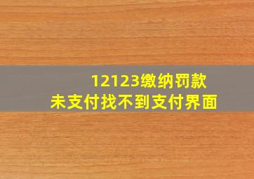 12123缴纳罚款未支付找不到支付界面