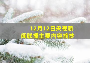 12月12日央视新闻联播主要内容摘抄