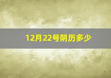 12月22号阴历多少