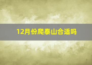 12月份爬泰山合适吗