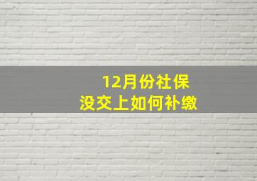 12月份社保没交上如何补缴