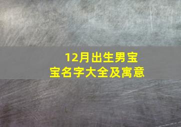 12月出生男宝宝名字大全及寓意