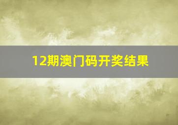 12期澳门码开奖结果