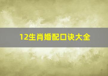 12生肖婚配口诀大全