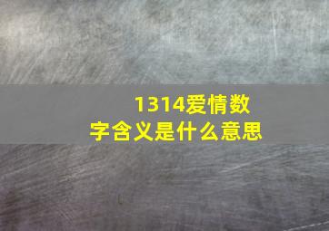 1314爱情数字含义是什么意思