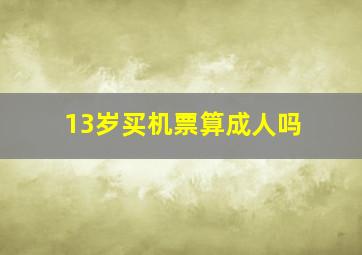 13岁买机票算成人吗