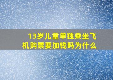 13岁儿童单独乘坐飞机购票要加钱吗为什么