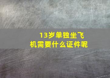 13岁单独坐飞机需要什么证件呢