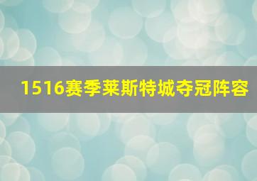 1516赛季莱斯特城夺冠阵容