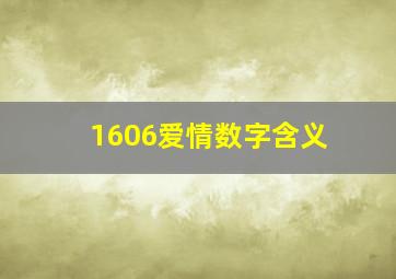 1606爱情数字含义