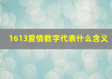 1613爱情数字代表什么含义