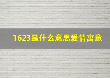 1623是什么意思爱情寓意