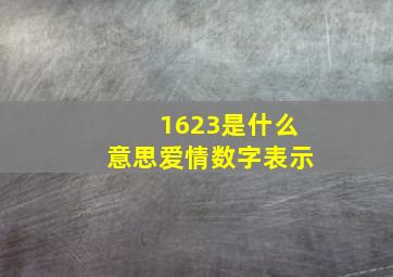 1623是什么意思爱情数字表示