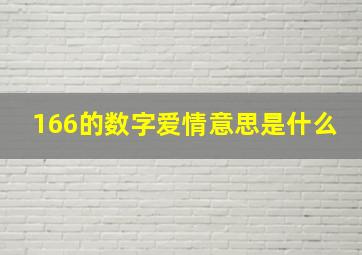 166的数字爱情意思是什么