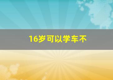 16岁可以学车不