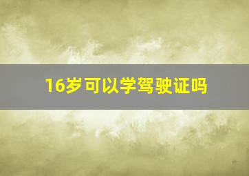 16岁可以学驾驶证吗