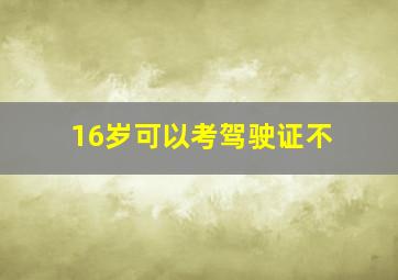 16岁可以考驾驶证不