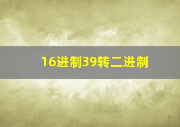 16进制39转二进制