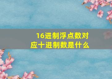 16进制浮点数对应十进制数是什么