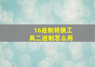 16进制转换工具二进制怎么用