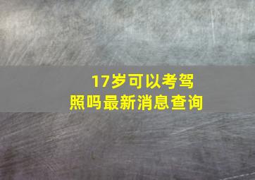 17岁可以考驾照吗最新消息查询