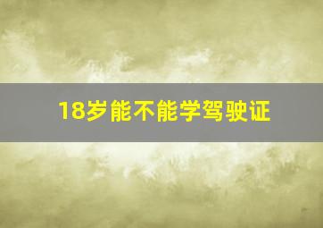 18岁能不能学驾驶证