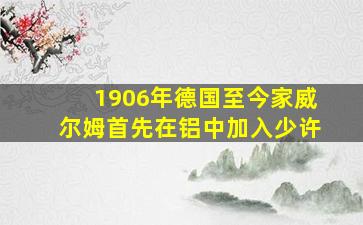 1906年德国至今家威尔姆首先在铝中加入少许