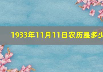 1933年11月11日农历是多少