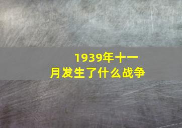 1939年十一月发生了什么战争