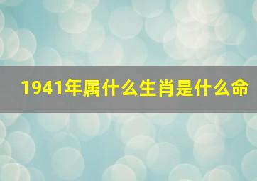 1941年属什么生肖是什么命