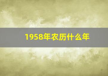 1958年农历什么年