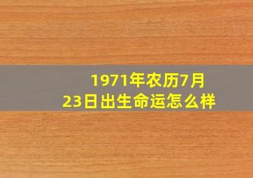 1971年农历7月23日出生命运怎么样