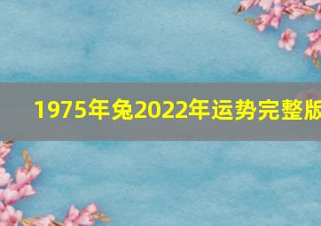 1975年兔2022年运势完整版