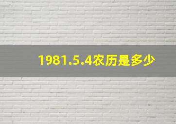 1981.5.4农历是多少