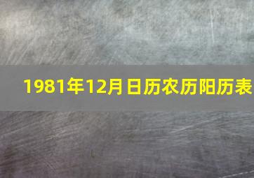 1981年12月日历农历阳历表