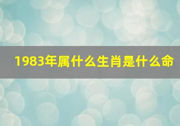 1983年属什么生肖是什么命